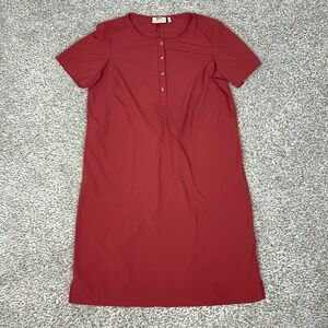 Fjallraven Dress Womens Medium Red Short Sleeve Ovik Lite Outdoor Hiking Travel